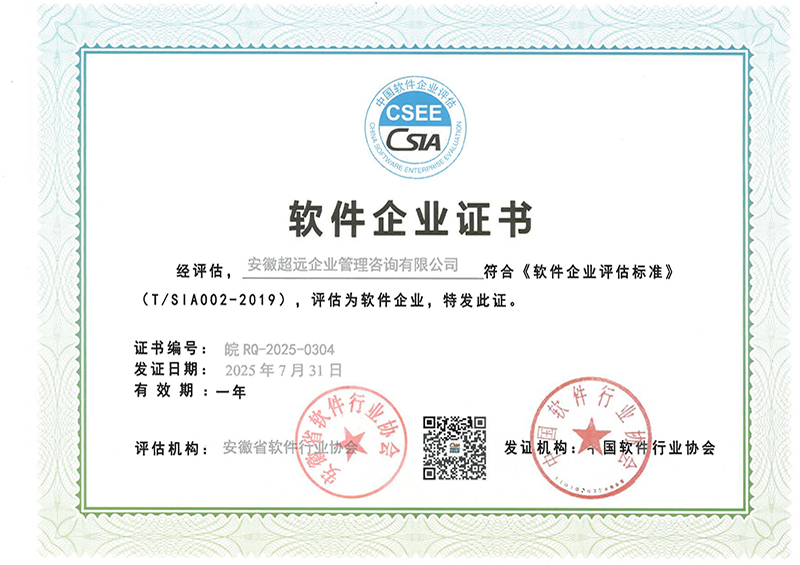 软件企业证书 25.7
